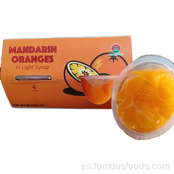 Copa plástica de 4 oz naranjas mandarinas en jarabe ligero